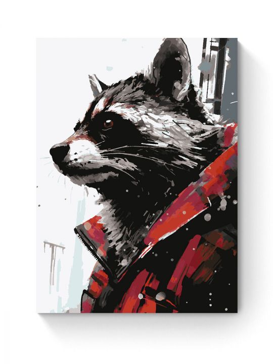 Картина по номерам на подрамнике «Стильный енот» 90x70 см