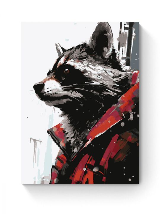 Картина по номерам на подрамнике «Стильный енот» 80x60 см