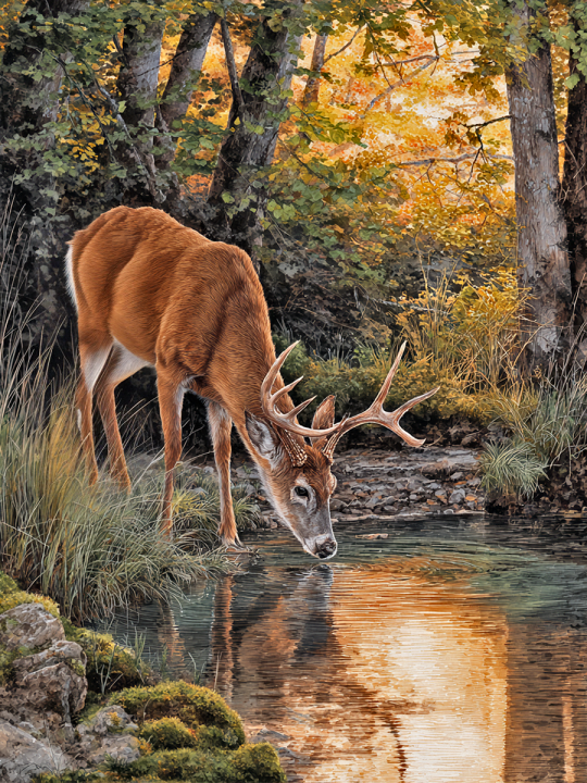 Алмазная мозаика без подрамника «Лесной олень» 70x50 см
