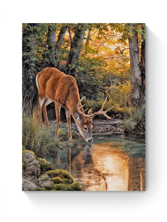 Алмазная мозаика на подрамнике «Лесной олень» 90x70 см, 50 цветов