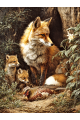 Алмазная мозаика без подрамника «Семейство лис» 50x40 см