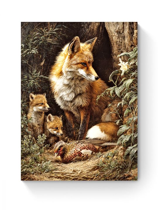 Алмазная мозаика на подрамнике «Семейство лис» 70x50 см