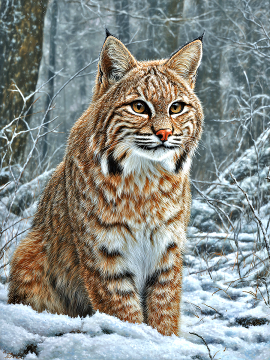 Алмазная мозаика без подрамника «Рысь в лесу» 40x30 см