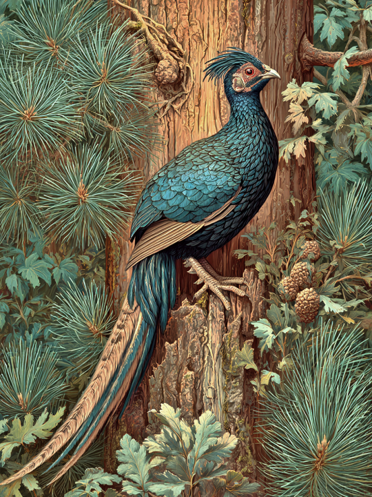 Алмазная мозаика без подрамника «Царский фазан» 130x100 см