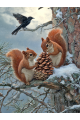 Алмазная мозаика без подрамника «Две белочки» 70x50 см