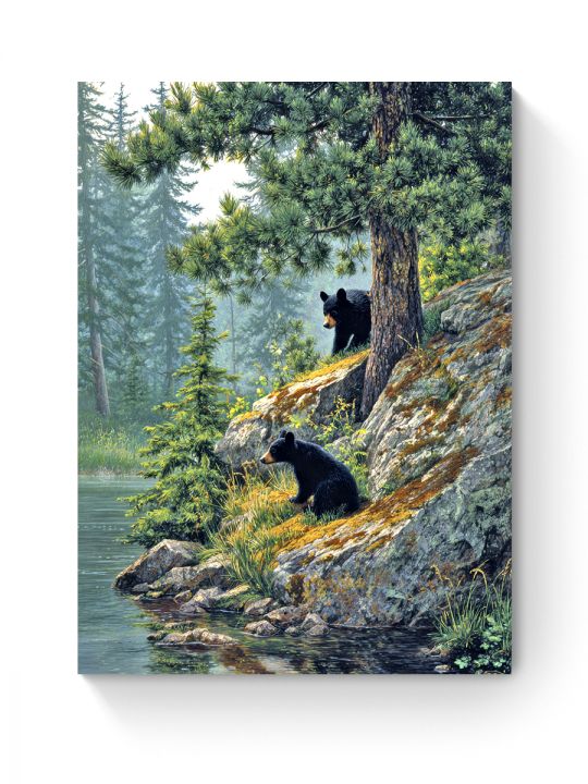 Алмазная мозаика на подрамнике «Мишки у сосны» 50x40 см