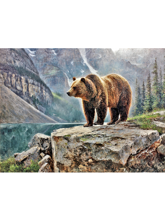 Алмазная мозаика без подрамника «Медведь в горах» 130x100 см