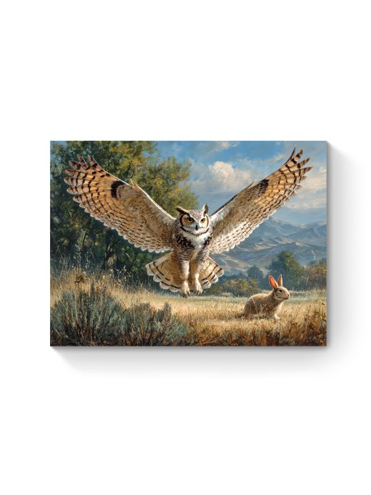 Алмазная мозаика на подрамнике «Сова на охоте» 50x40 см