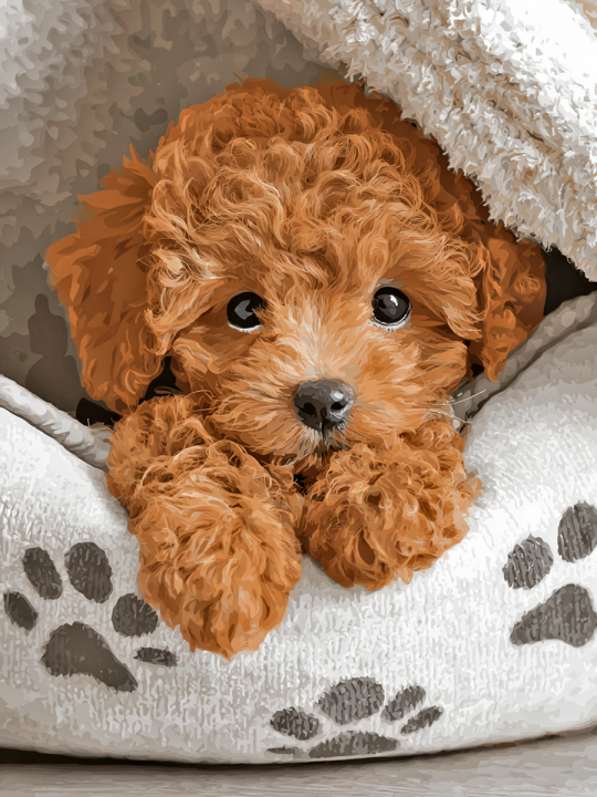 Алмазная мозаика без подрамника «Пудель мальтипу» 130x100 см