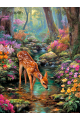 Алмазная мозаика без подрамника «Олененок в лесу» 50x40 см, 50 цветов