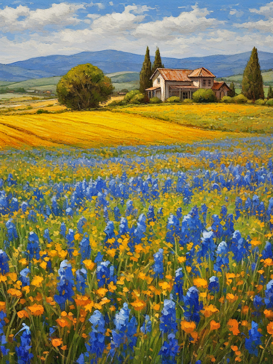 Алмазная мозаика без подрамника «Прованс» 90x70 см