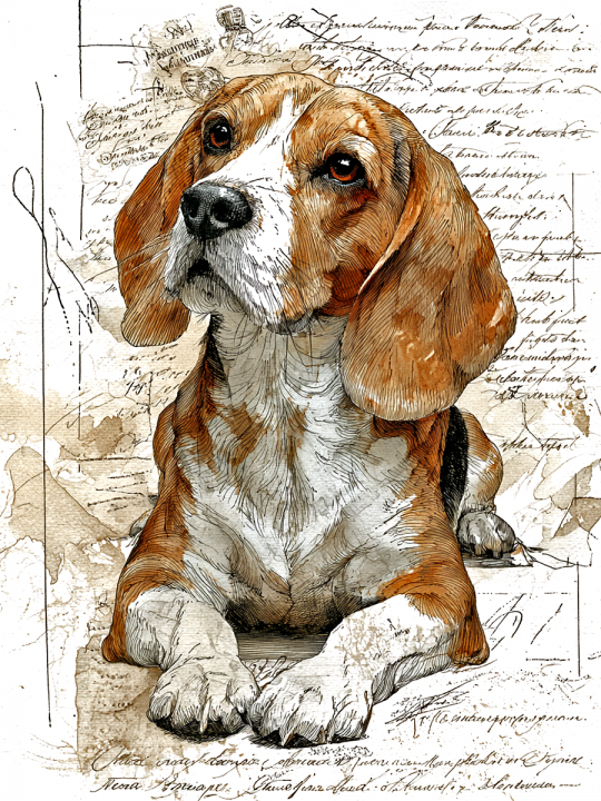 Алмазная мозаика без подрамника «Умница бигль» 90x70 см