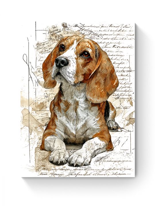 Алмазная мозаика на подрамнике «Умница бигль» 70x50 см