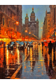 Алмазная мозаика на подрамнике «Вечер в городе» 90x70 см