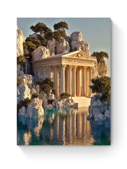 Алмазная мозаика на подрамнике «Греческий храм» 40x30 см