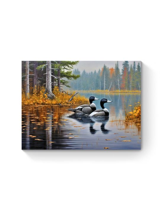 Алмазная мозаика на подрамнике «Утки на озере» 40x30 см