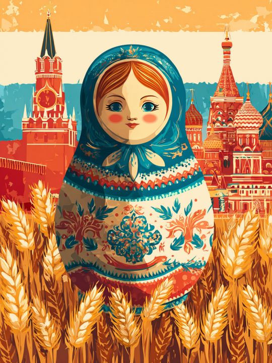 Алмазная мозаика без подрамника «Матрёшка» 70x50 см