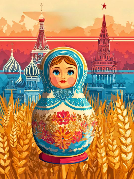 Алмазная мозаика без подрамника «Матрёшка» 70x50 см