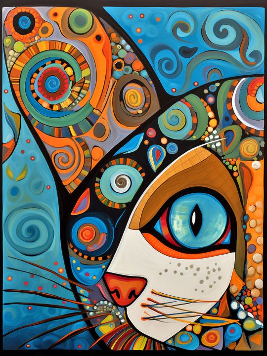 Алмазная мозаика без подрамника «Узорный кот» 70x50 см