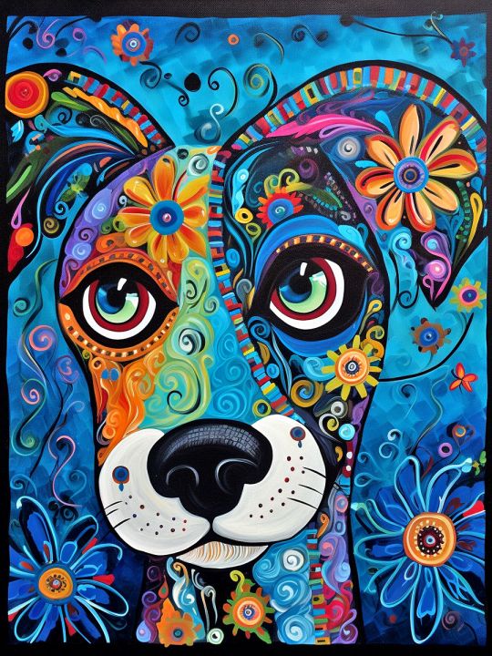 Алмазная мозаика без подрамника «Узорный пёс» 70x50 см