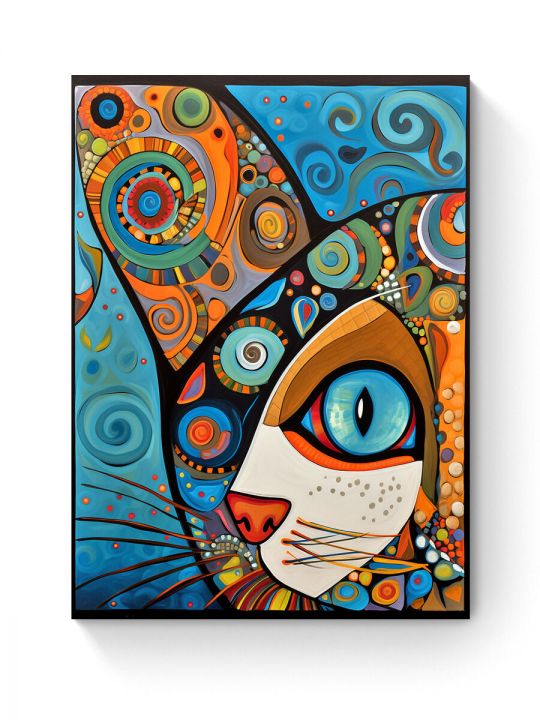 Алмазная мозаика на подрамнике «Узорный кот» 50x40 см