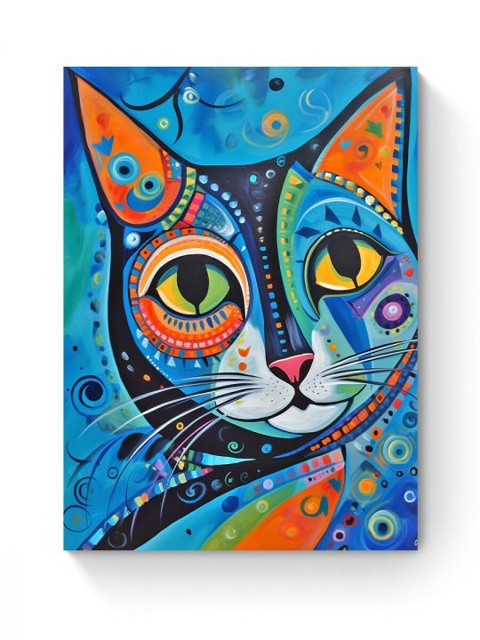 Алмазная мозаика на подрамнике «Узорный кот» 50x40 см