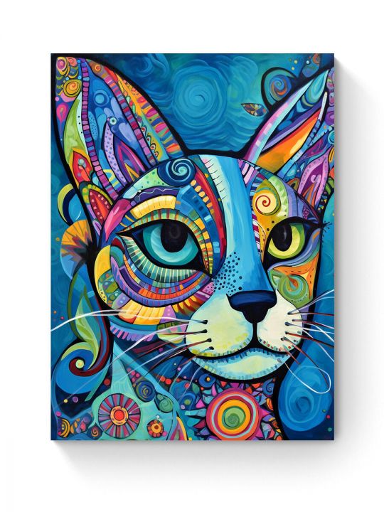 Алмазная мозаика на подрамнике «Узорный кот» 50x40 см