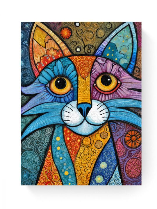 Алмазная мозаика на подрамнике «Узорный кот» 50x40 см