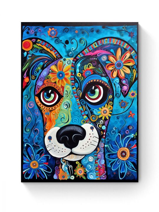 Алмазная мозаика на подрамнике «Узорный пёс» 50x40 см