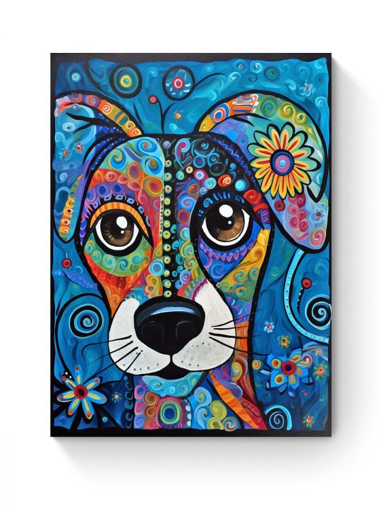 Алмазная мозаика на подрамнике «Узорный пёс» 70x50 см