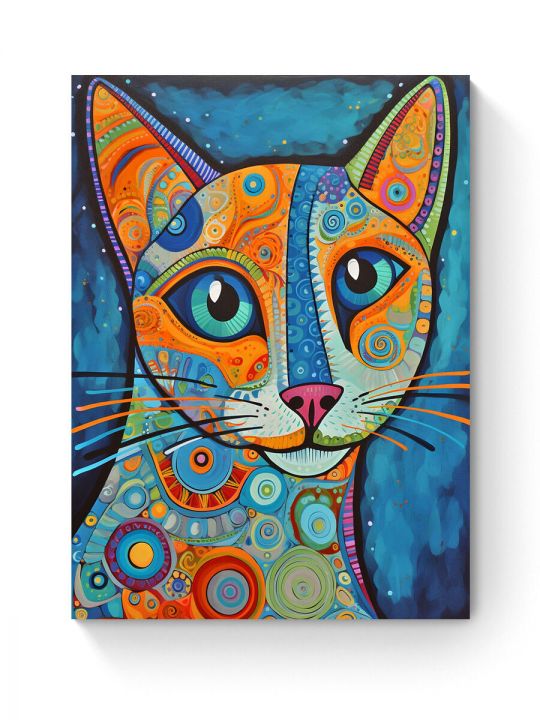 Алмазная мозаика на подрамнике «Узорный кот» 70x50 см