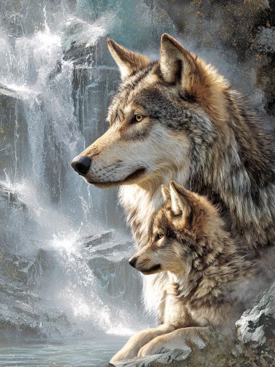 Алмазная мозаика без подрамника «Волчица» 130x100 см