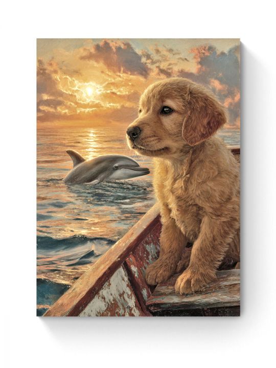 Алмазная мозаика на подрамнике «Морская дружба» 40x30 см