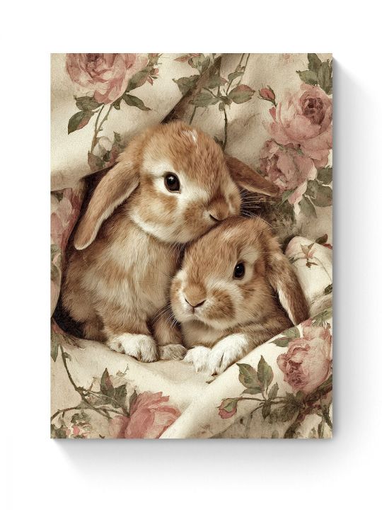 Алмазная мозаика на подрамнике «Крольчата » 40x30 см, 43 цветов