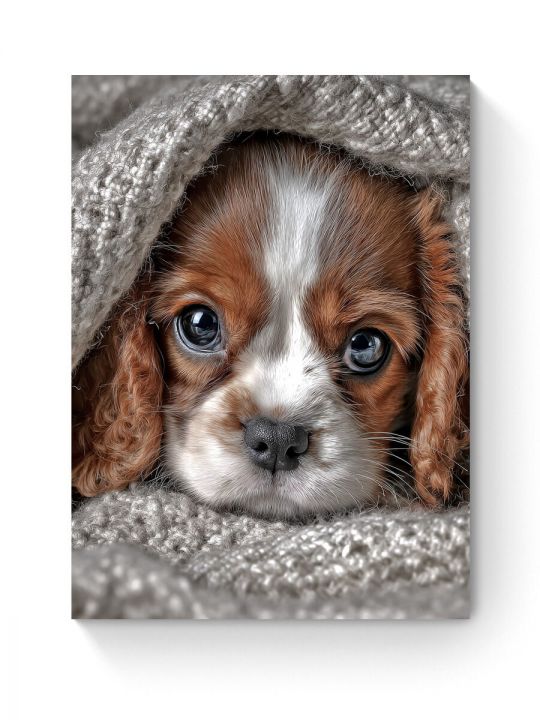 Алмазная мозаика на подрамнике «Спаниель» 90x70 см