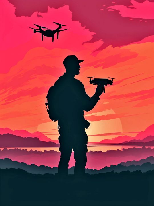 Алмазная мозаика без подрамника «Оператор дрона» 50x40 см