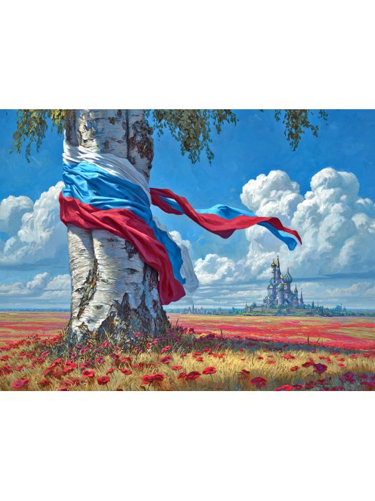 Алмазная мозаика без подрамника «Родина Россия» 50x40 см