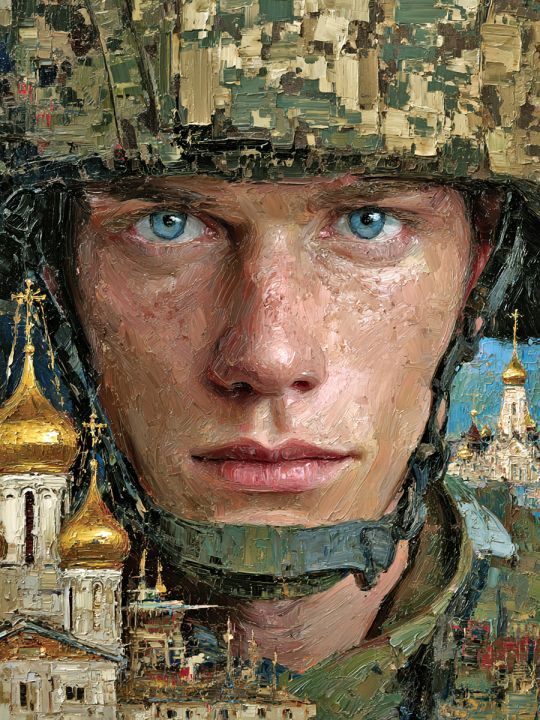 Алмазная мозаика без подрамника «Русский воин» 70x50 см