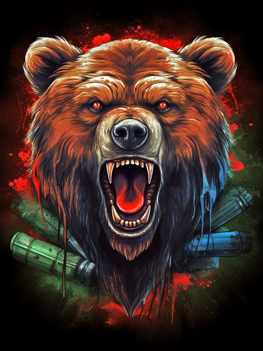 Алмазная мозаика без подрамника «Медведь-символ» 70x50 см