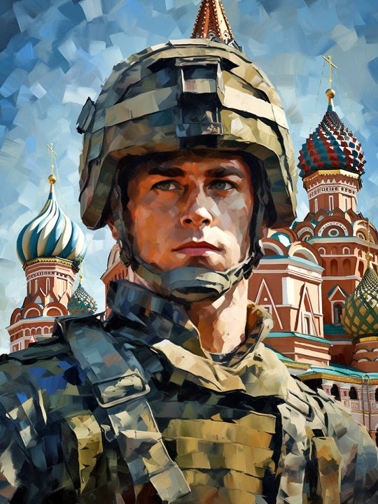 Алмазная мозаика без подрамника «Русский воин» 130x100 см