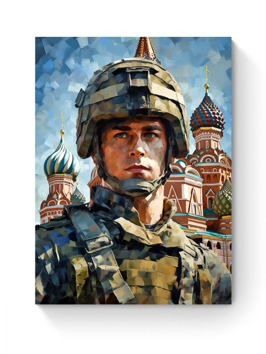 Алмазная мозаика на подрамнике «Русский воин» 40x30 см, 49 цветов