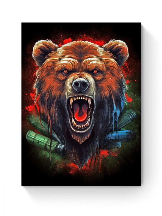 Алмазная мозаика на подрамнике «Медведь-символ» 40x30 см, 48 цветов