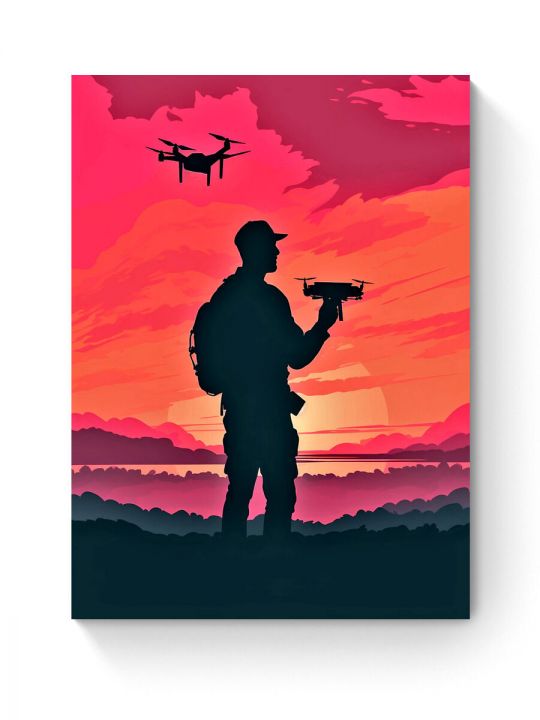 Алмазная мозаика на подрамнике «Оператор дрона» 50x40 см