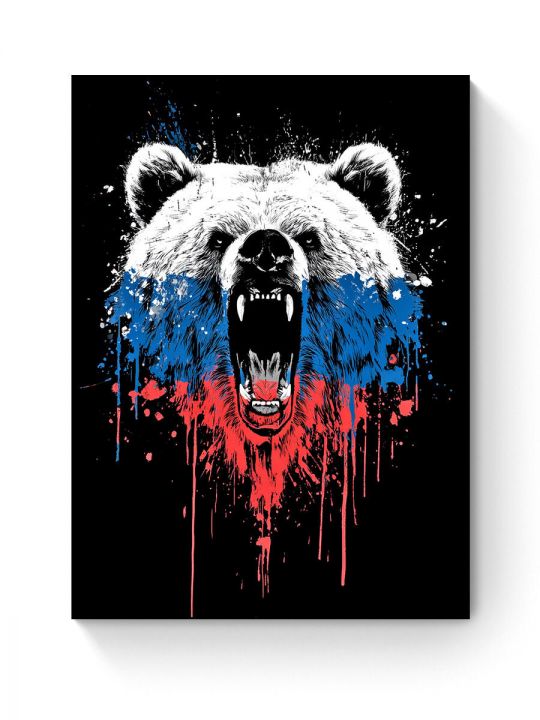 Алмазная мозаика на подрамнике «Медведь-символ» 70x50 см