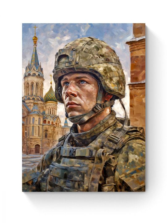 Алмазная мозаика на подрамнике «Защитник Родины» 90x70 см