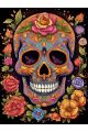 Алмазная мозаика без подрамника «Череп в цветах» 40x30 см