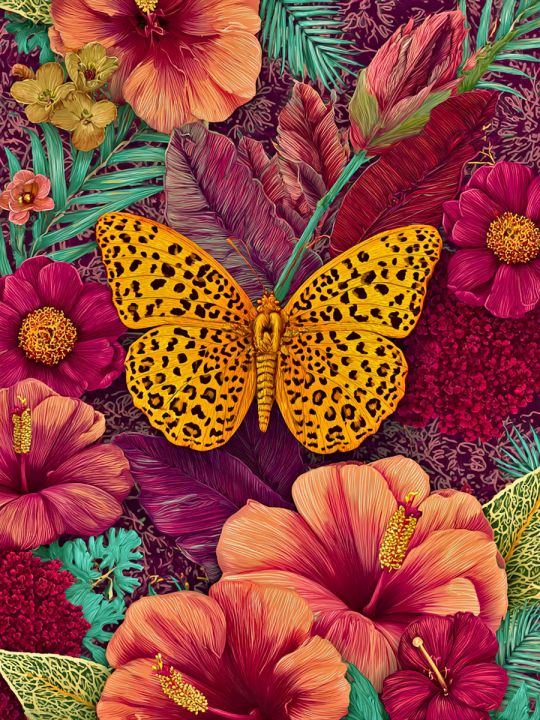 Алмазная мозаика без подрамника «Жар тропик» 50x40 см