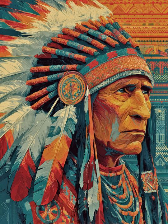 Алмазная мозаика без подрамника «Вождь равнин» 50x40 см