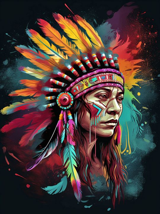 Алмазная мозаика без подрамника «Дочь прерий» 50x40 см