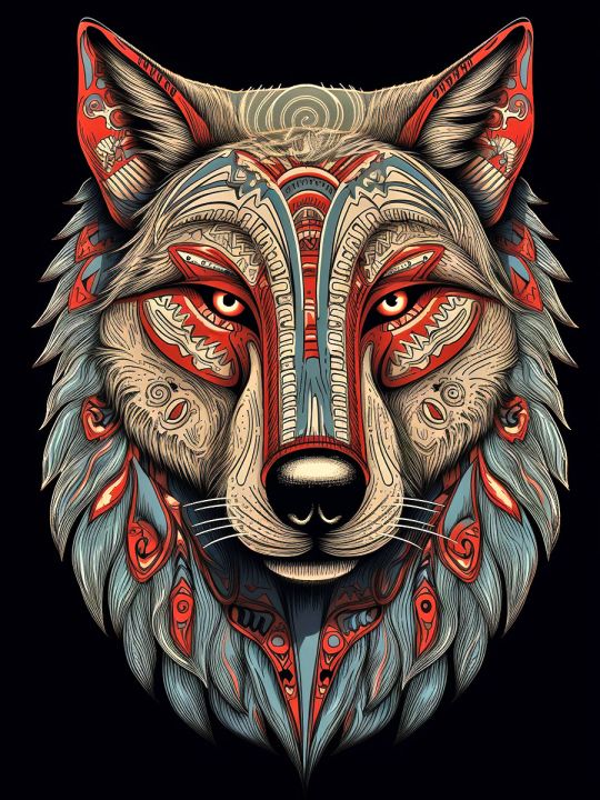 Алмазная мозаика без подрамника «Тотем волка» 70x50 см